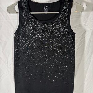 Black Sleeveless Top with Silver Accents